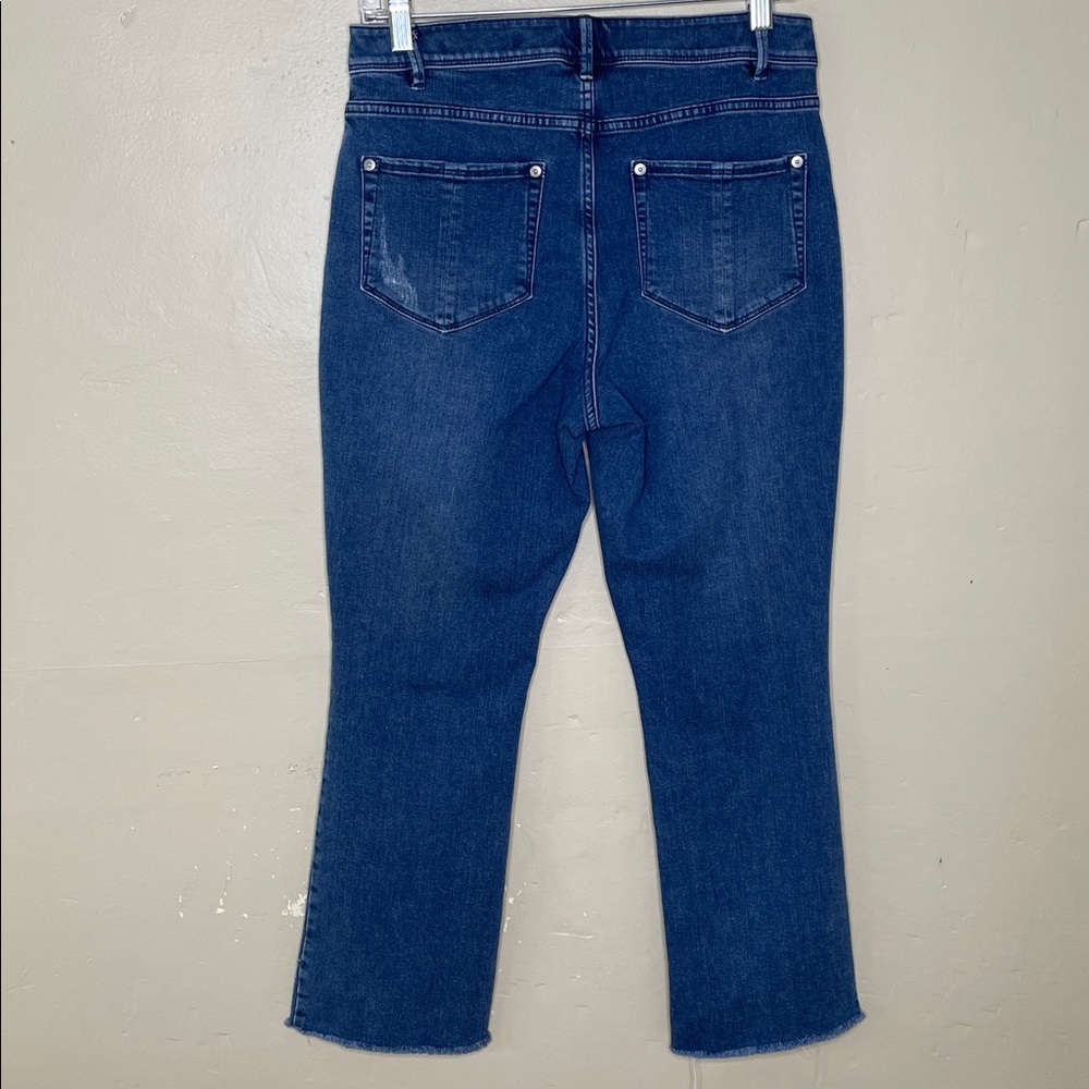 J JILL Denim Kick Flare ANKLE Raw Hem Stretchy Comfortable 5 Pocket Style 6